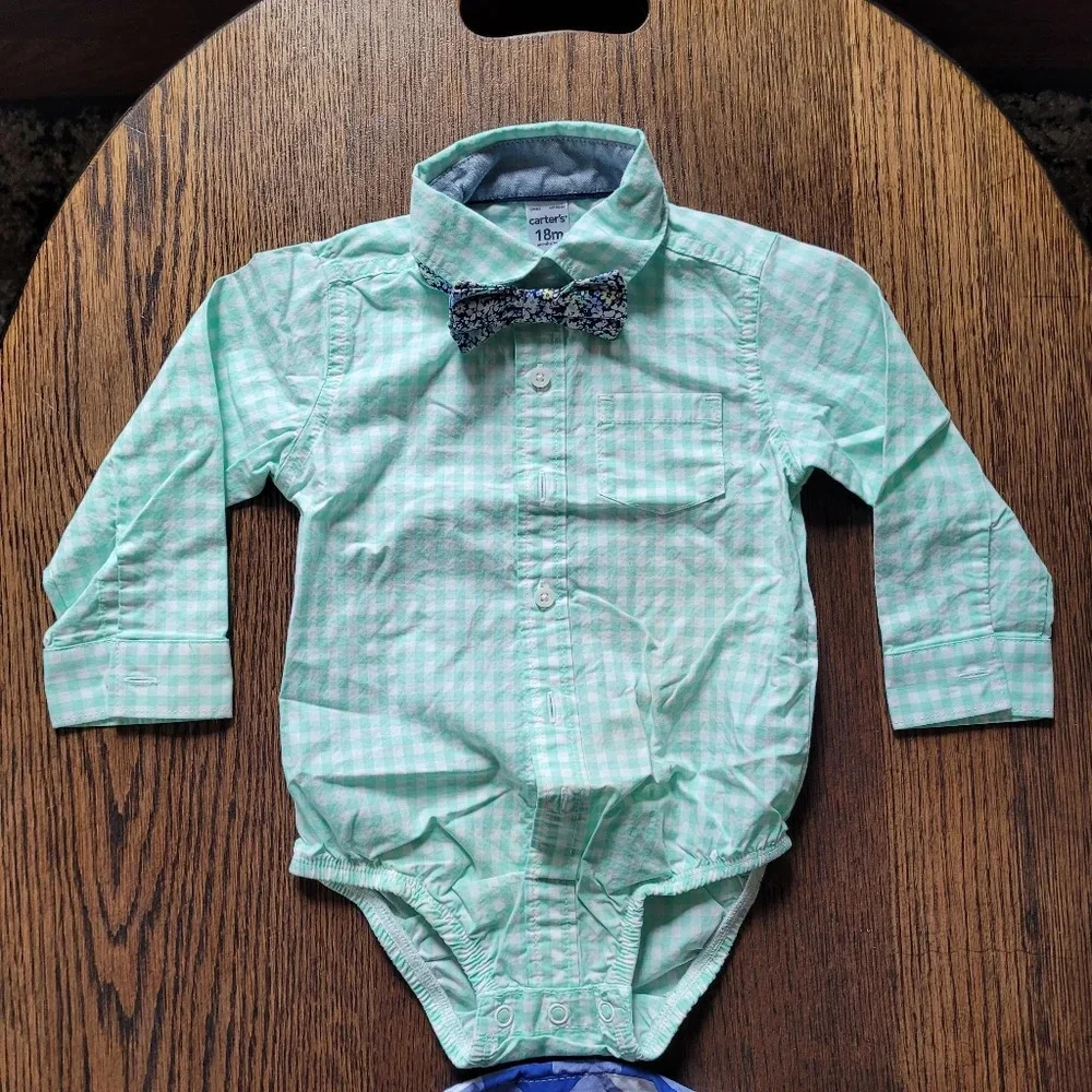 Bundle/Lot of 2 Button Down Shirts Bodysuit Shirt Size Boy's 18 Months